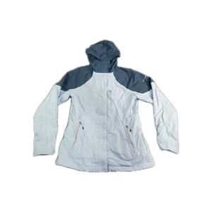 Columbia Omni-Heat Women’s Sz M Gray Light Blue Hooded Ski Jacket Thermal C29